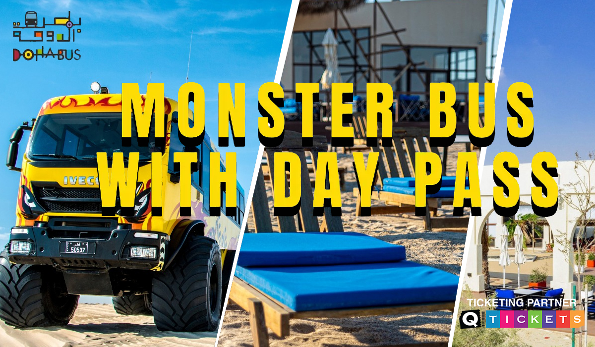 Explore Qatar’s Golden Dunes: Monster Bus with Day Pass Adventure